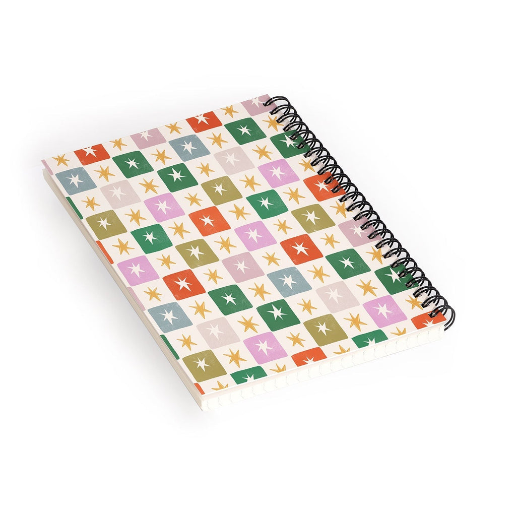 LouBruzzoni Retro Star Block Pattern Spiral Notebook
