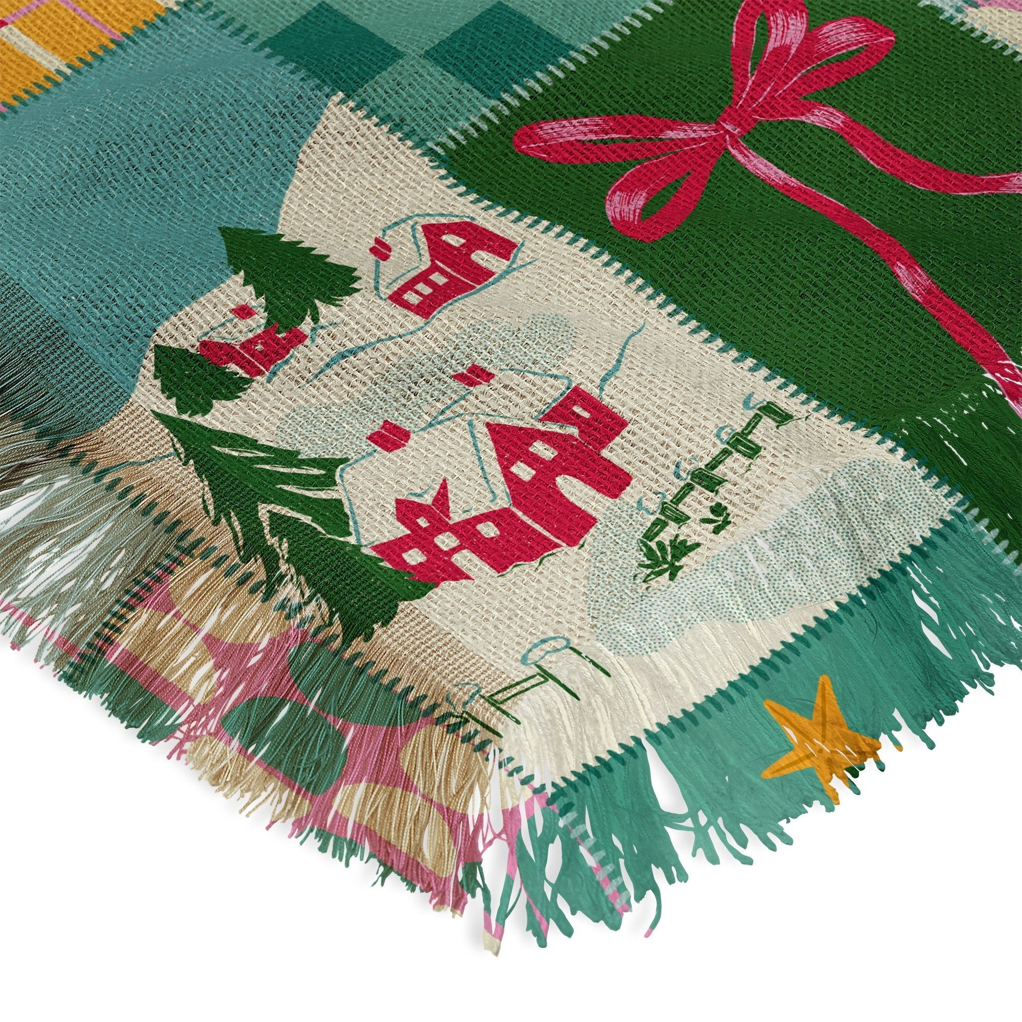 LouBruzzoni Cozy Christmas Patchwork Throw Blanket