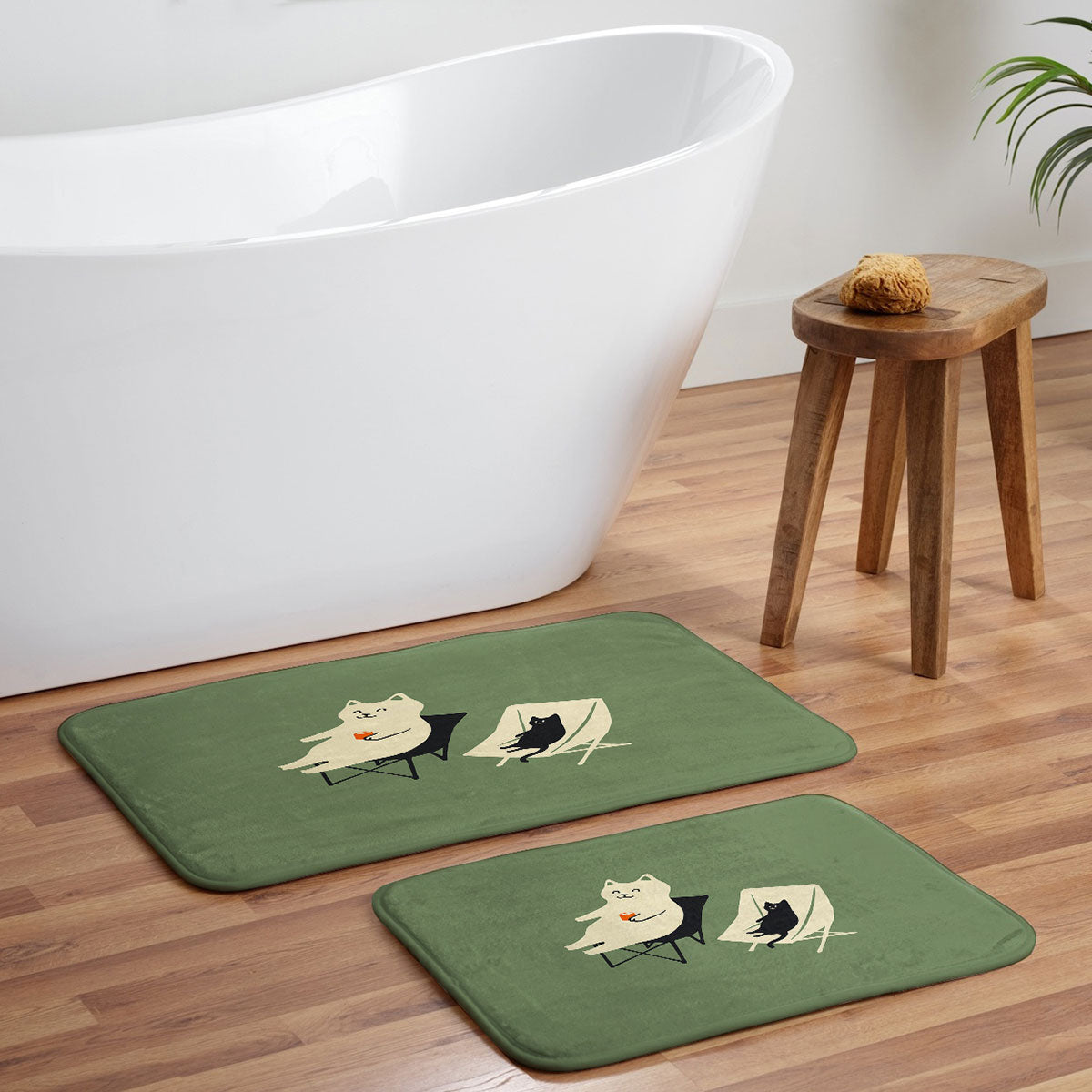 Jimmy Tan Happy go Lucky Cat Memory Foam Bath Mat