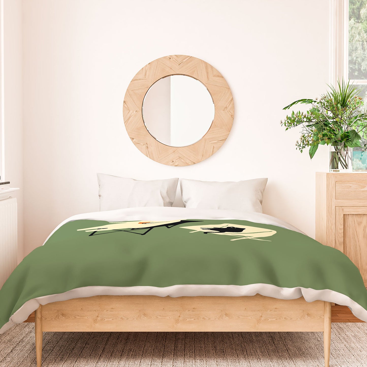 Jimmy Tan Happy go Lucky Cat Duvet Cover