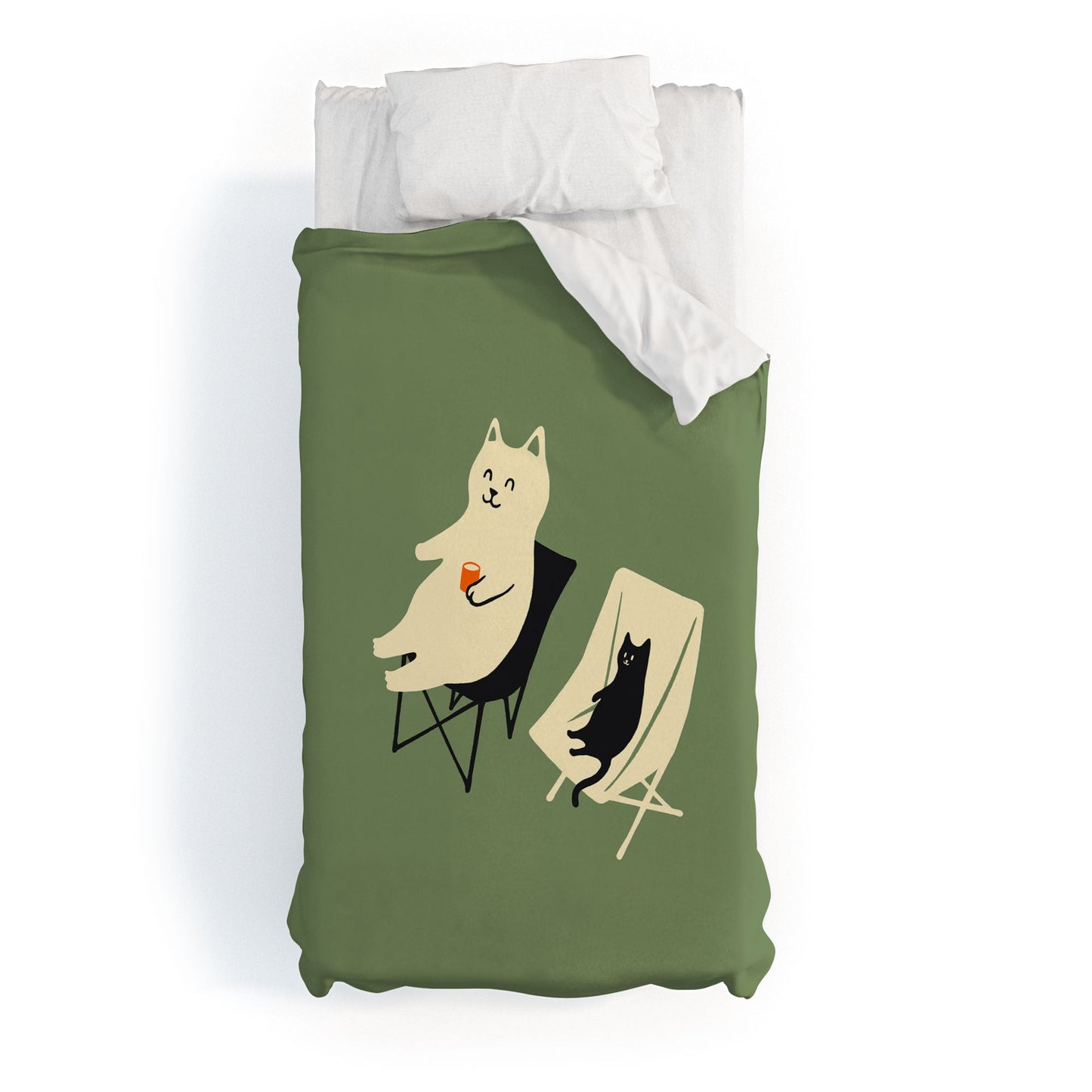 Jimmy Tan Happy go Lucky Cat Duvet Cover