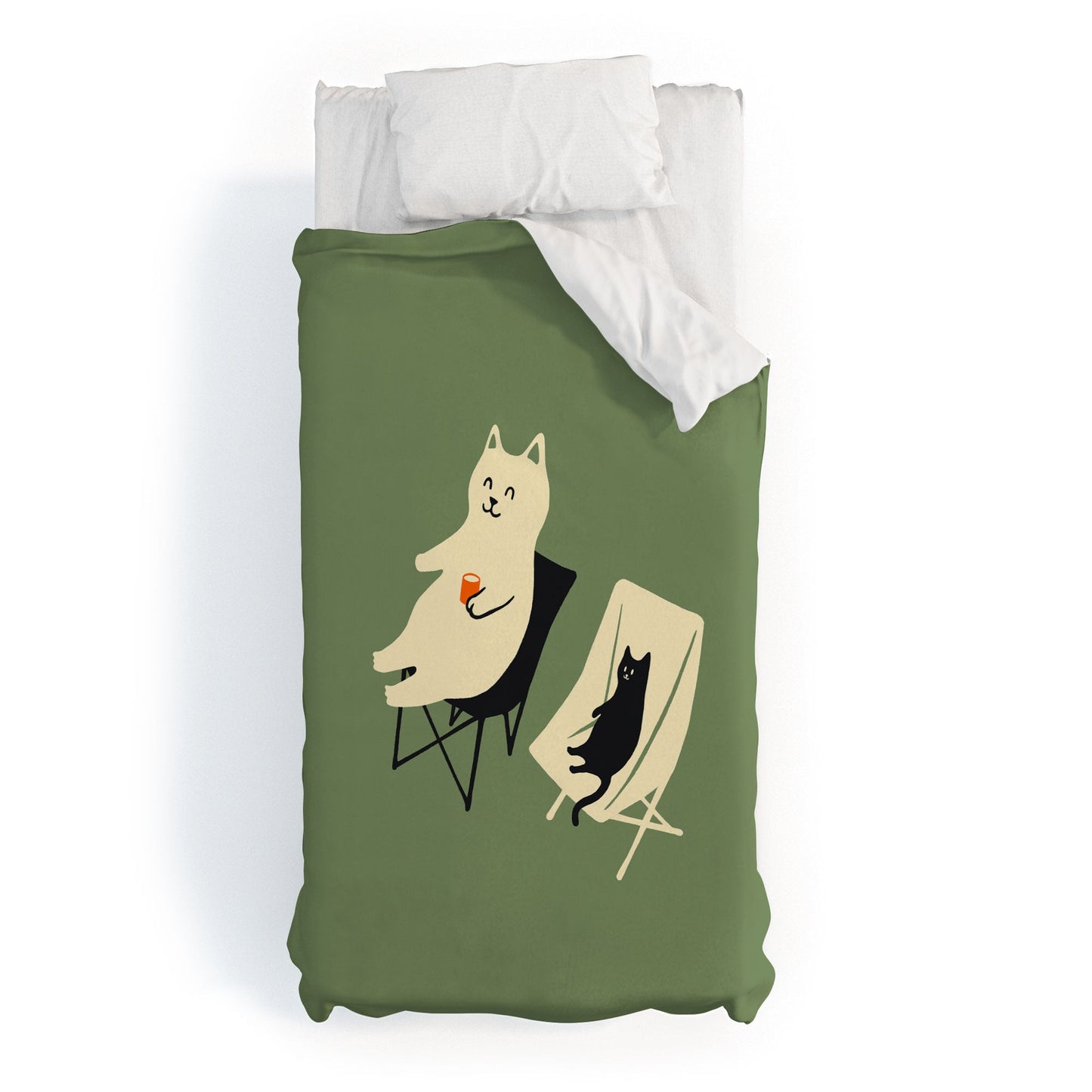Jimmy Tan Happy go Lucky Cat Duvet Cover
