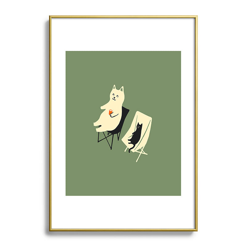 Jimmy Tan Happy go Lucky Cat Metal Framed Art Print