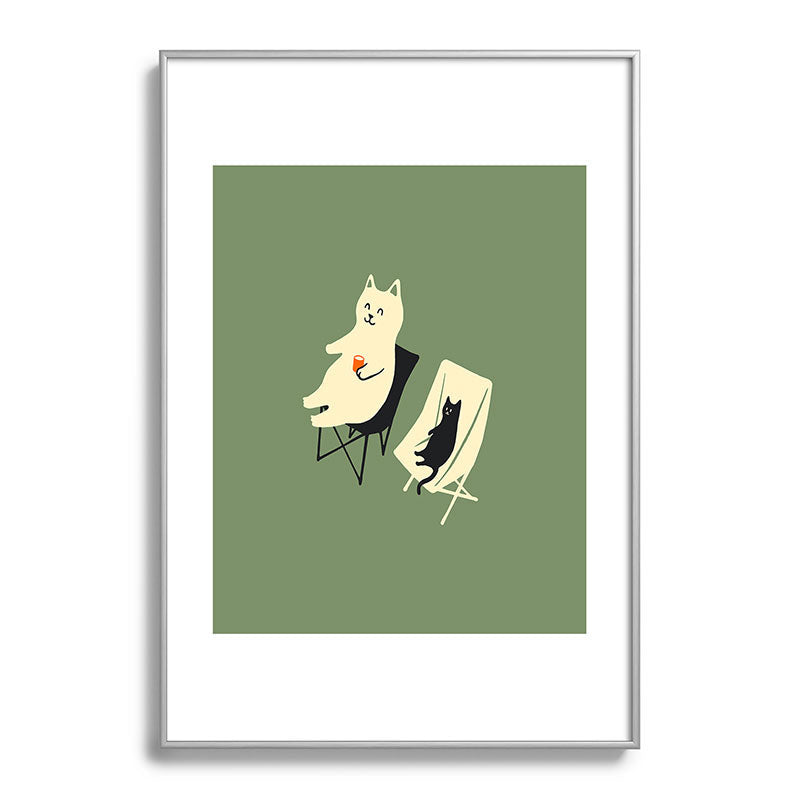 Jimmy Tan Happy go Lucky Cat Metal Framed Art Print