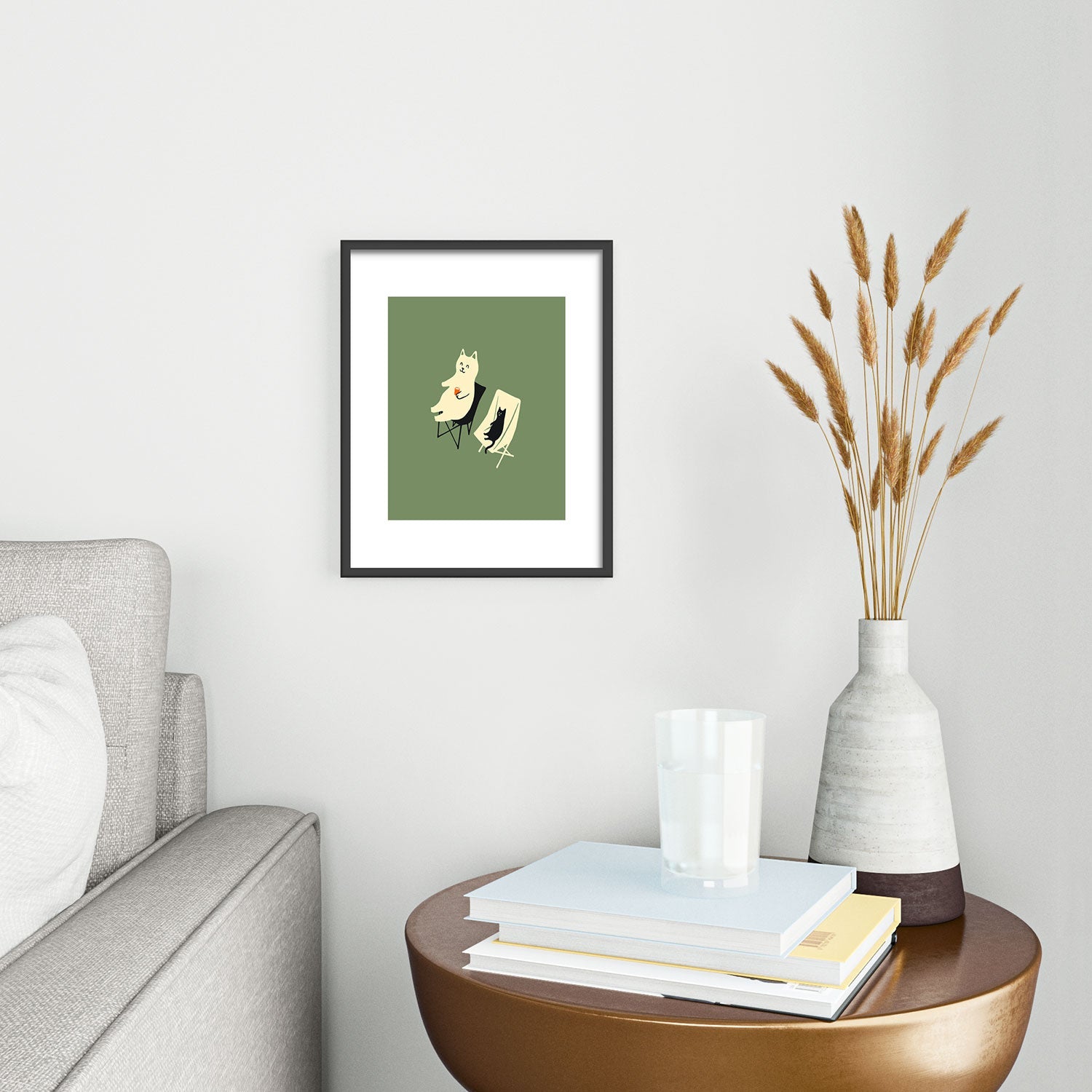 Jimmy Tan Happy go Lucky Cat Metal Framed Art Print