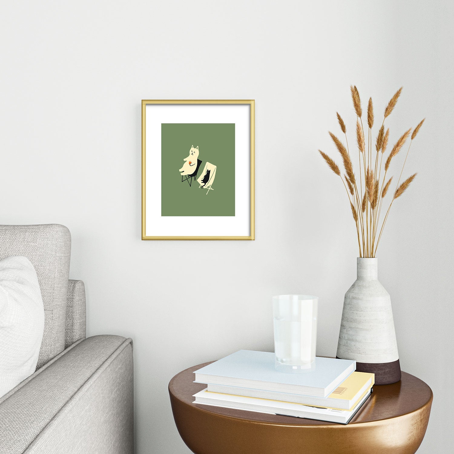 Jimmy Tan Happy go Lucky Cat Metal Framed Art Print
