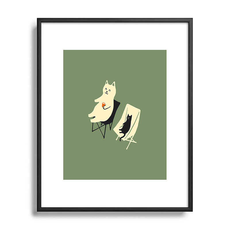 Jimmy Tan Happy go Lucky Cat Metal Framed Art Print