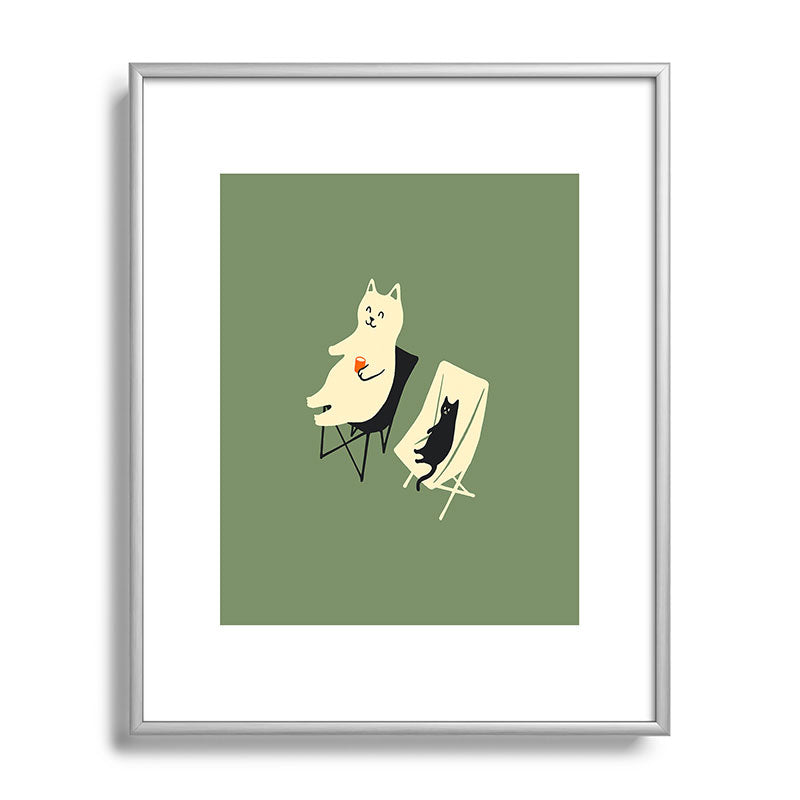 Jimmy Tan Happy go Lucky Cat Metal Framed Art Print