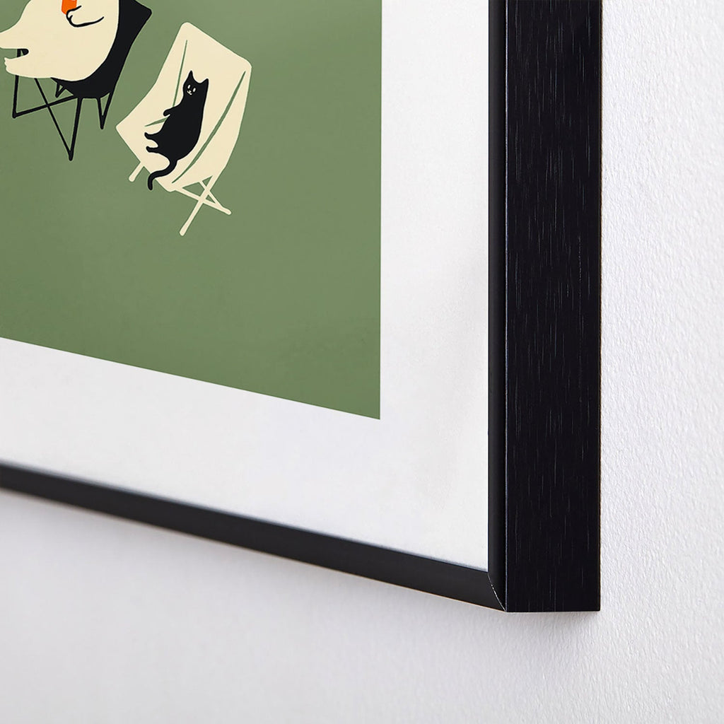 Jimmy Tan Happy go Lucky Cat Metal Framed Art Print