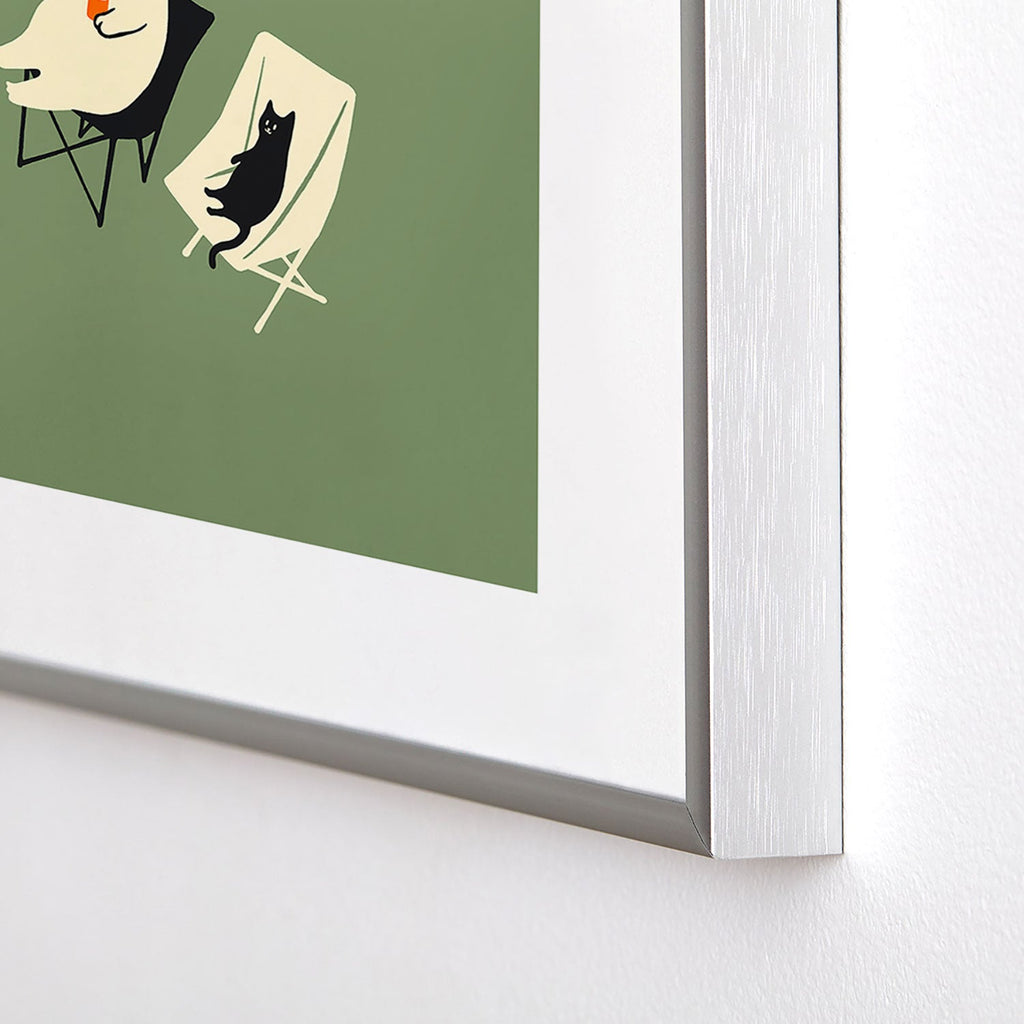 Jimmy Tan Happy go Lucky Cat Metal Framed Art Print