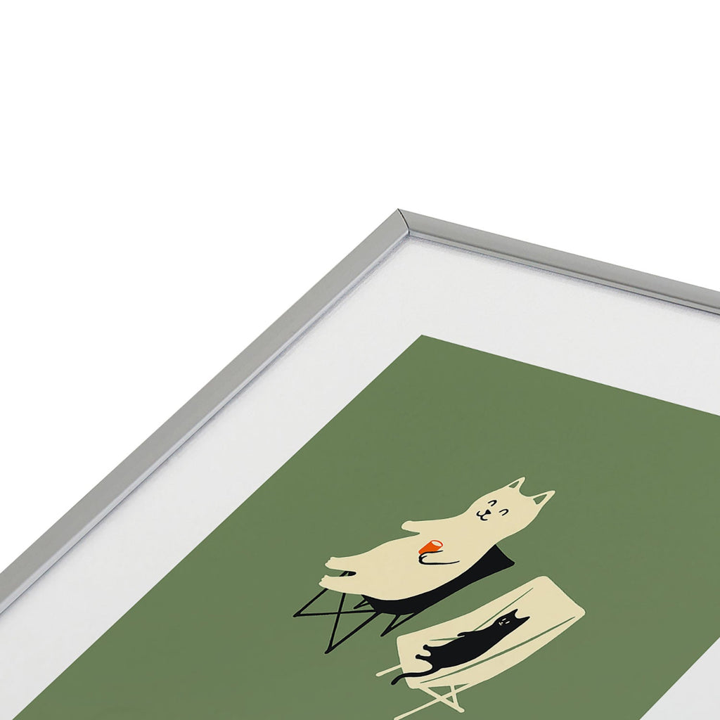 Jimmy Tan Happy go Lucky Cat Metal Framed Art Print