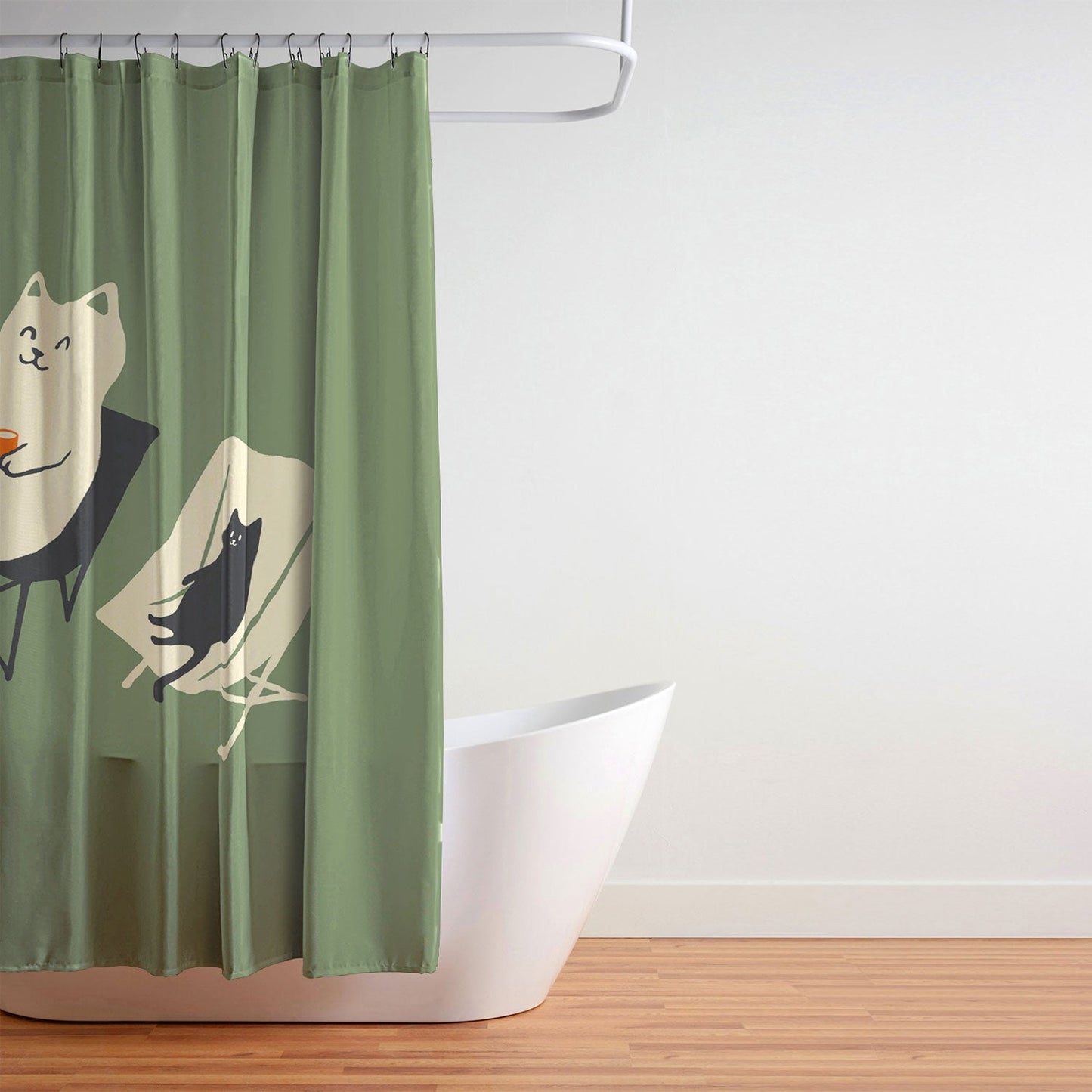 Jimmy Tan Happy go Lucky Cat Shower Curtain