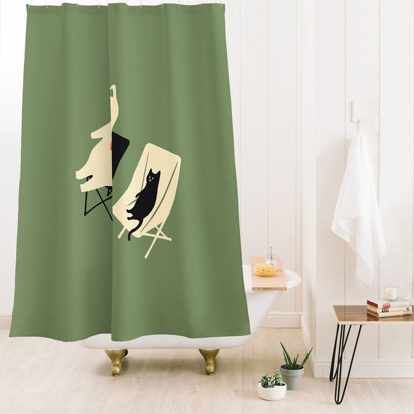 Jimmy Tan Happy go Lucky Cat Shower Curtain