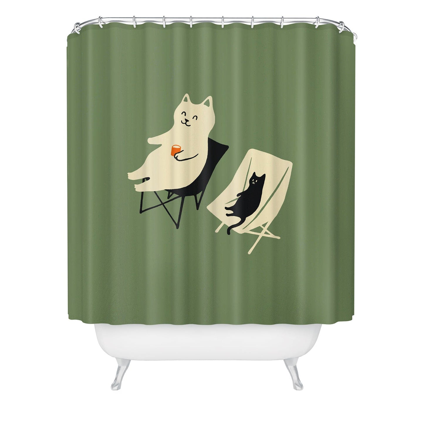 Jimmy Tan Happy go Lucky Cat Shower Curtain