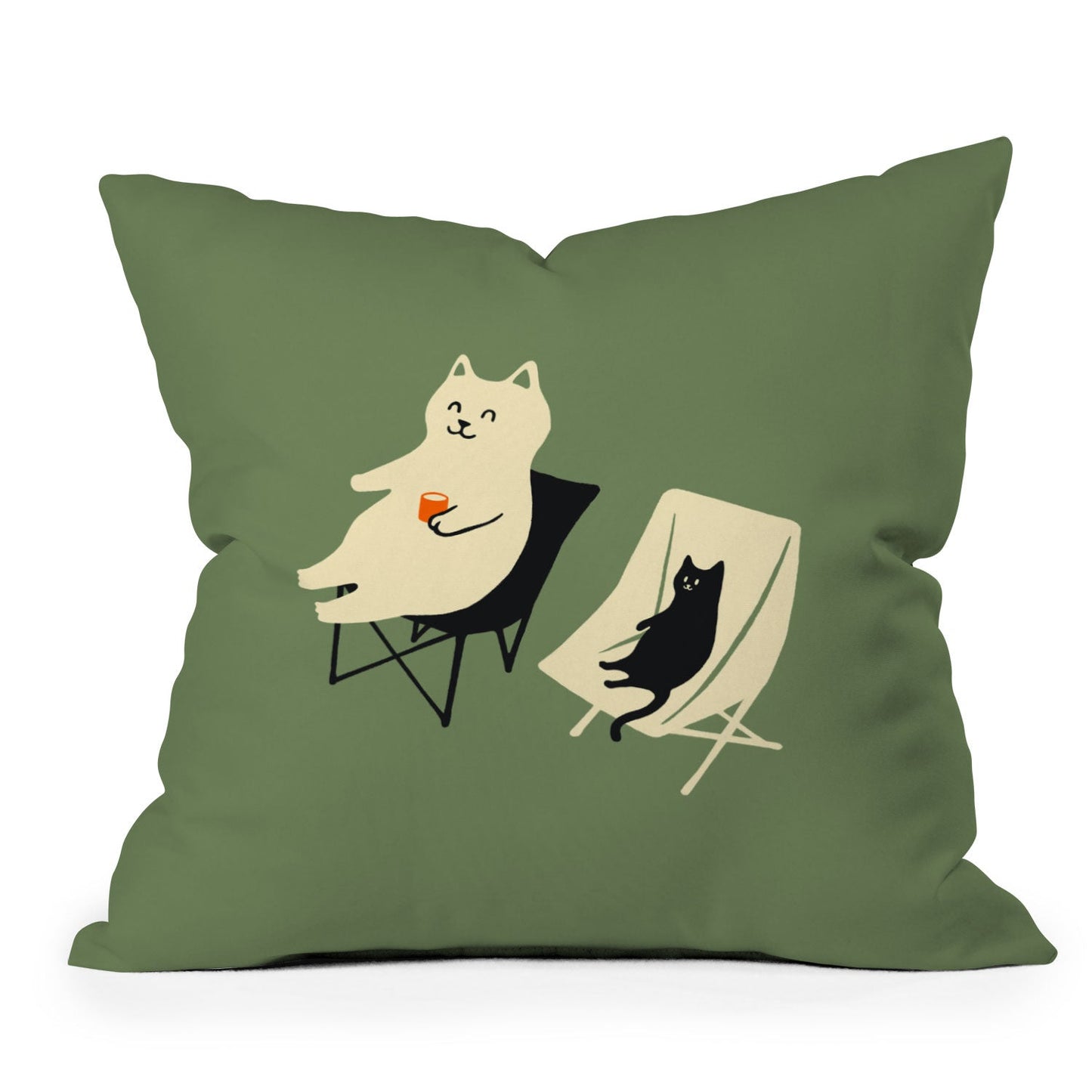 Jimmy Tan Happy go Lucky Cat Outdoor Throw Pillow