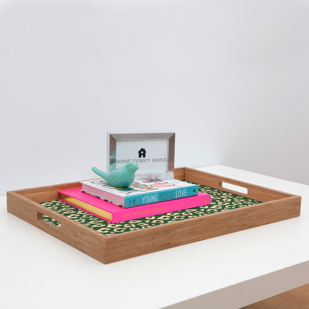 Avenie BR Cheetah Print In Green Rectangular Tray
