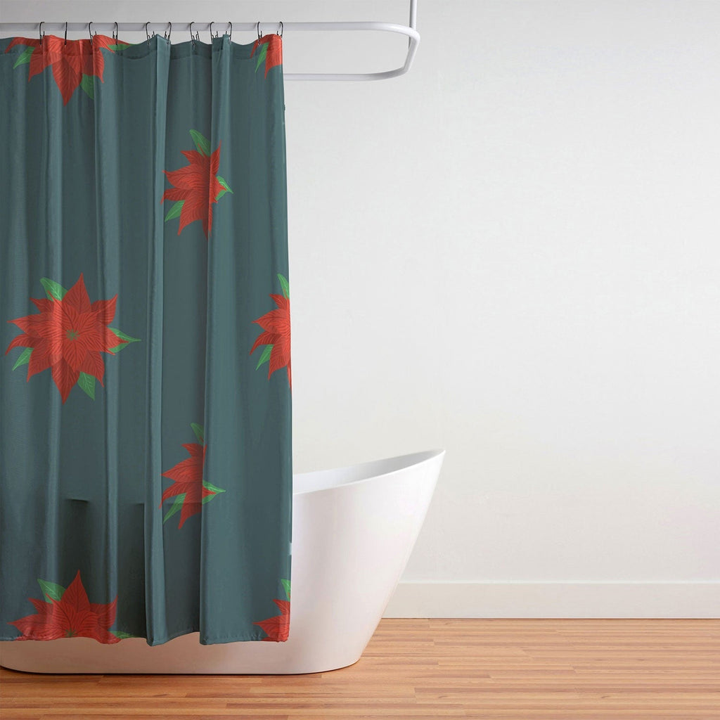 Design by Spark Poinsettia Florals Shower Curtain