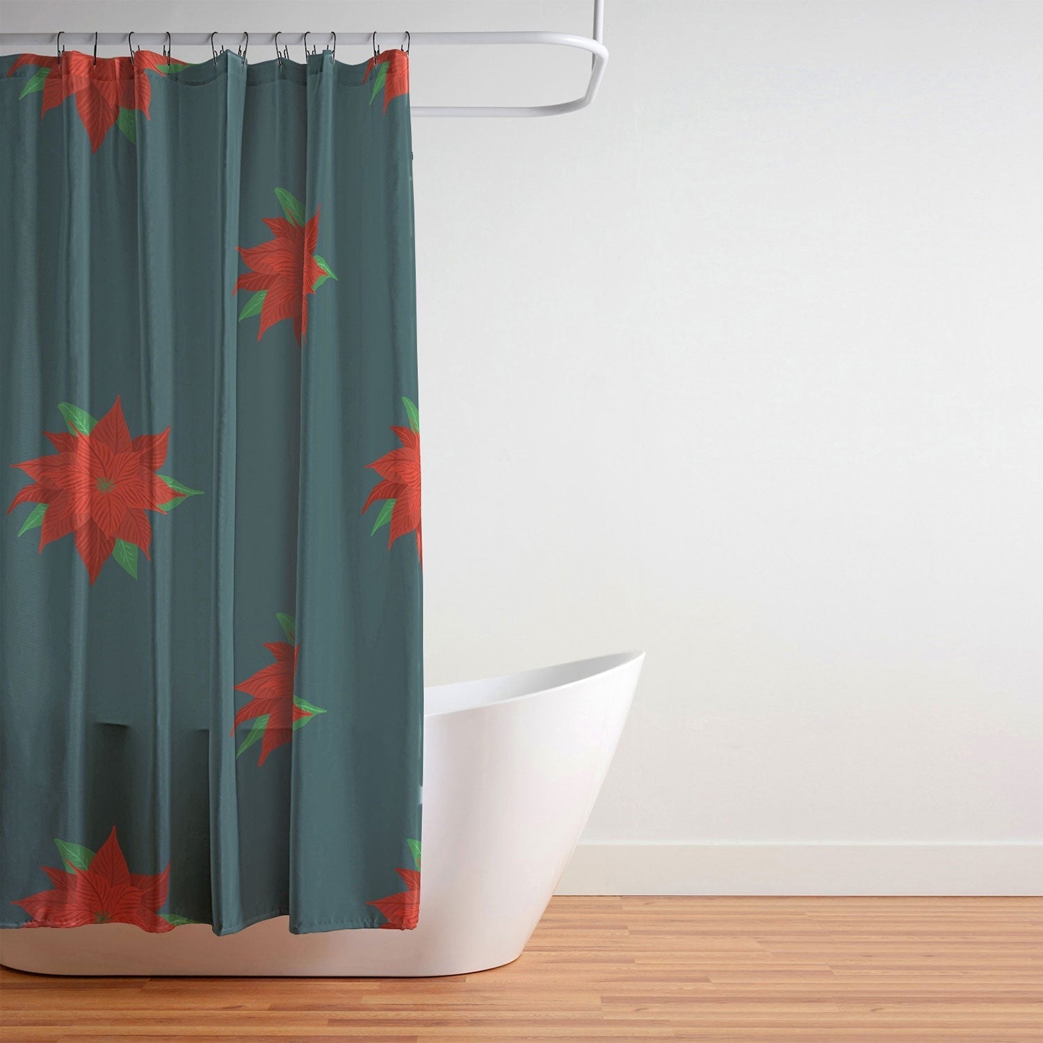 Design by Spark Poinsettia Florals Shower Curtain