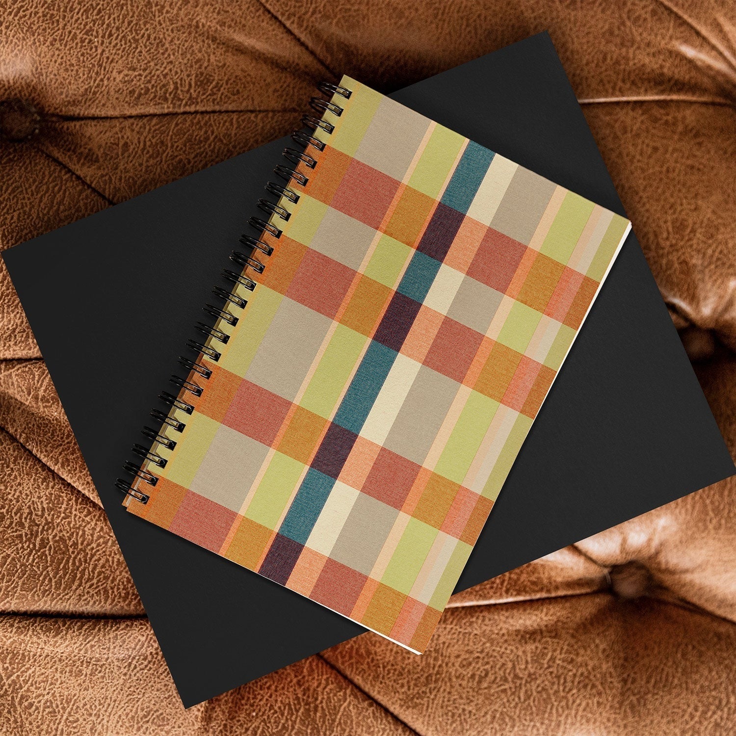 Marta Barragan Camarasa Retro Picnic Plaid Warm Tones Spiral Notebook