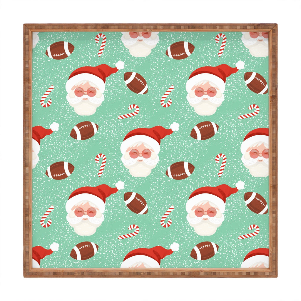 Design by Spark Sporty Football Santa Holiday Square Tray