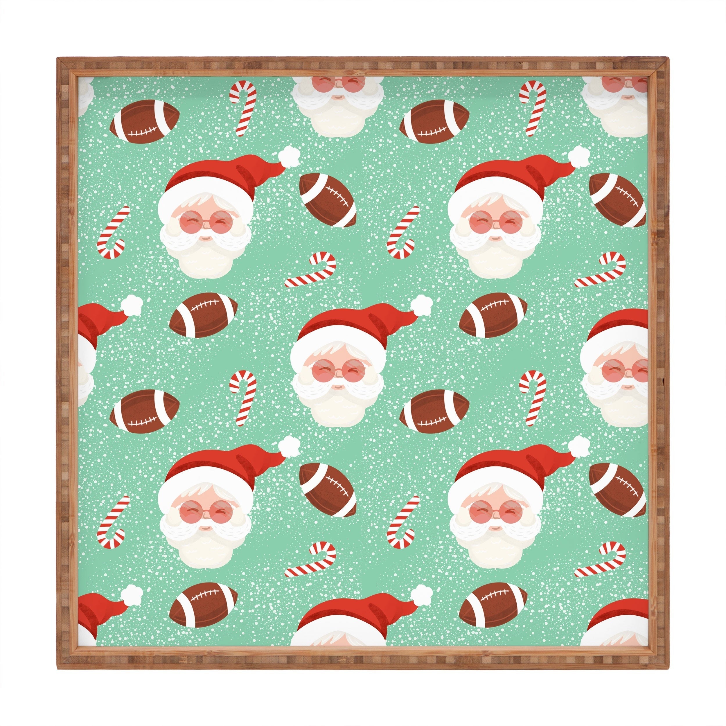 Design by Spark Sporty Football Santa Holiday Square Tray