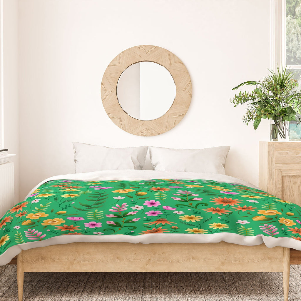 Pimlada Phuapradit Ditsy Spring Floral Green Duvet Cover