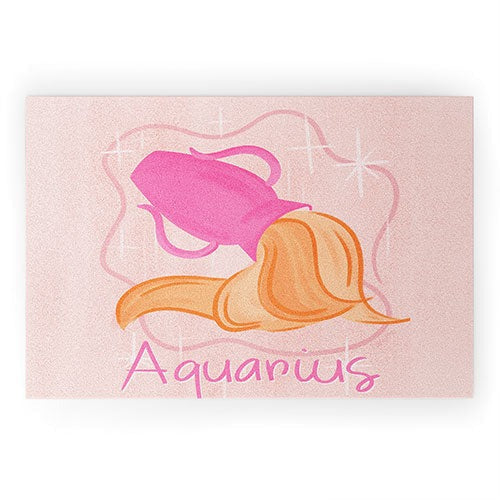 Little Om Zodiac Sign Aquarius Welcome Mat