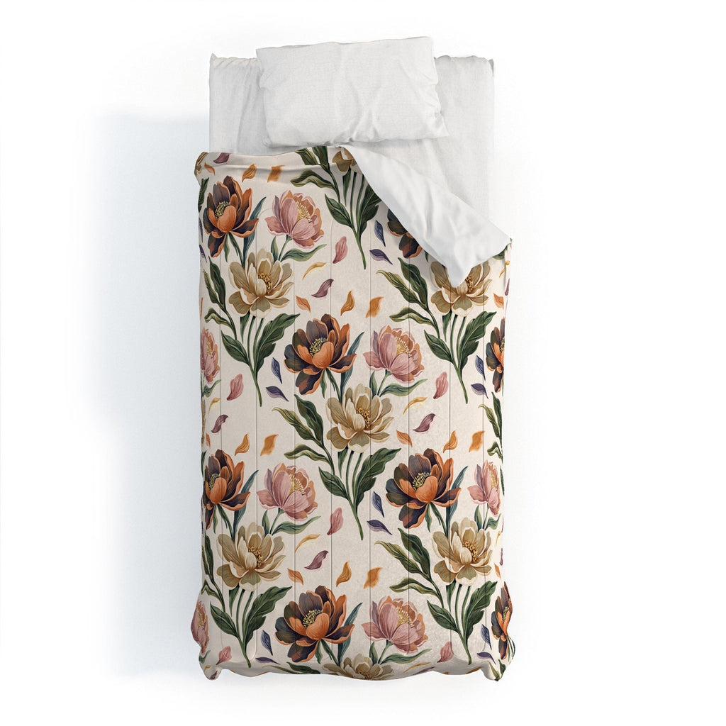 Marta Barragan Camarasa Hand Painted Peony Florals Comforter