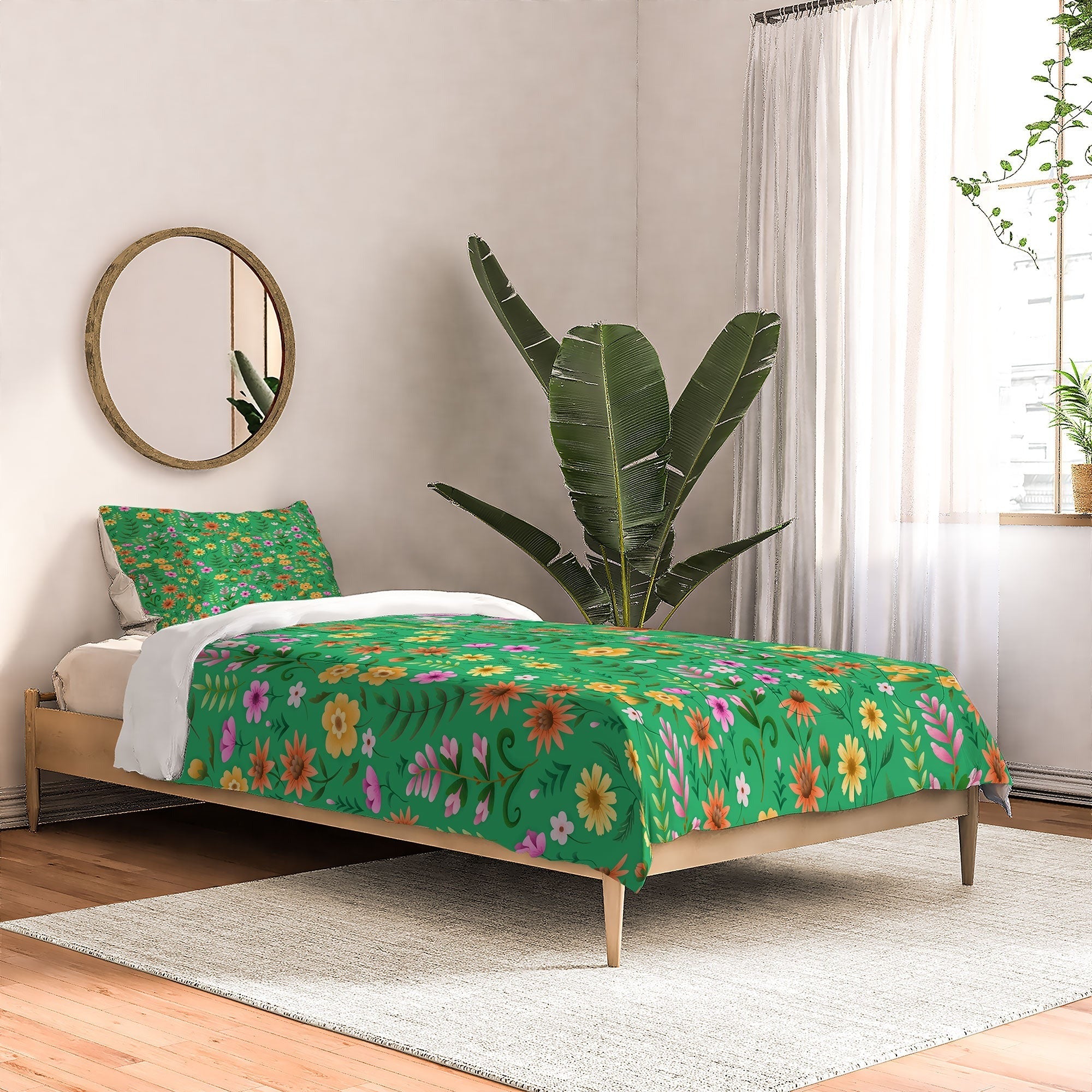 Pimlada Phuapradit Ditsy Spring Floral Green Comforter
