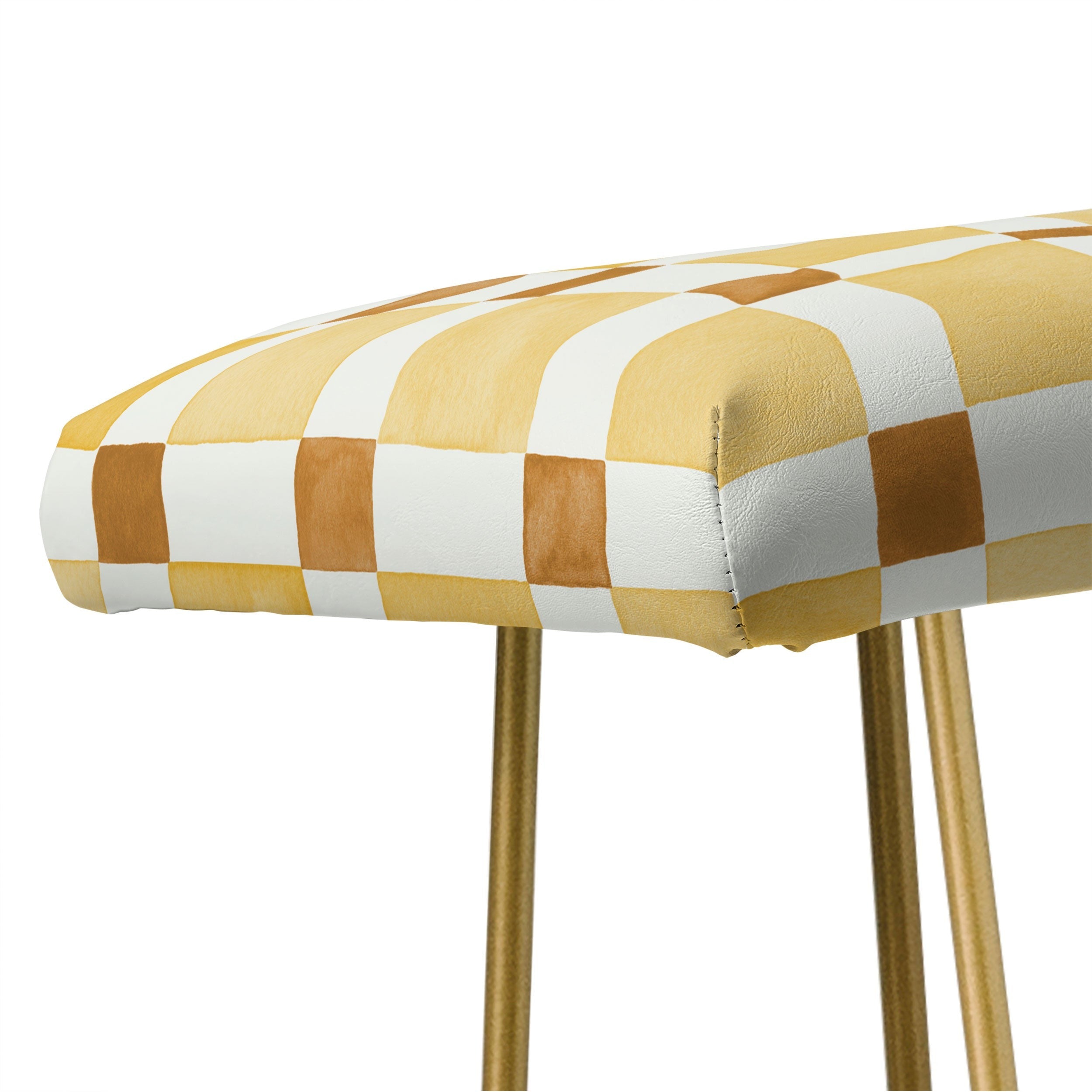 Ninola Design Everyday Artifact Checker Mosaic Tiles Geometry Yellow Bench