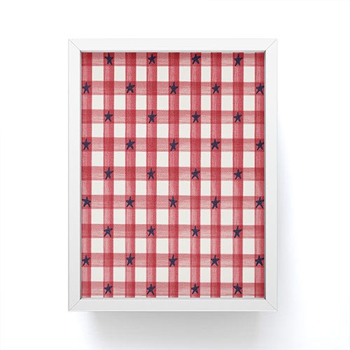DENY Designs Red Gingham plus Stars Framed Mini Art Print