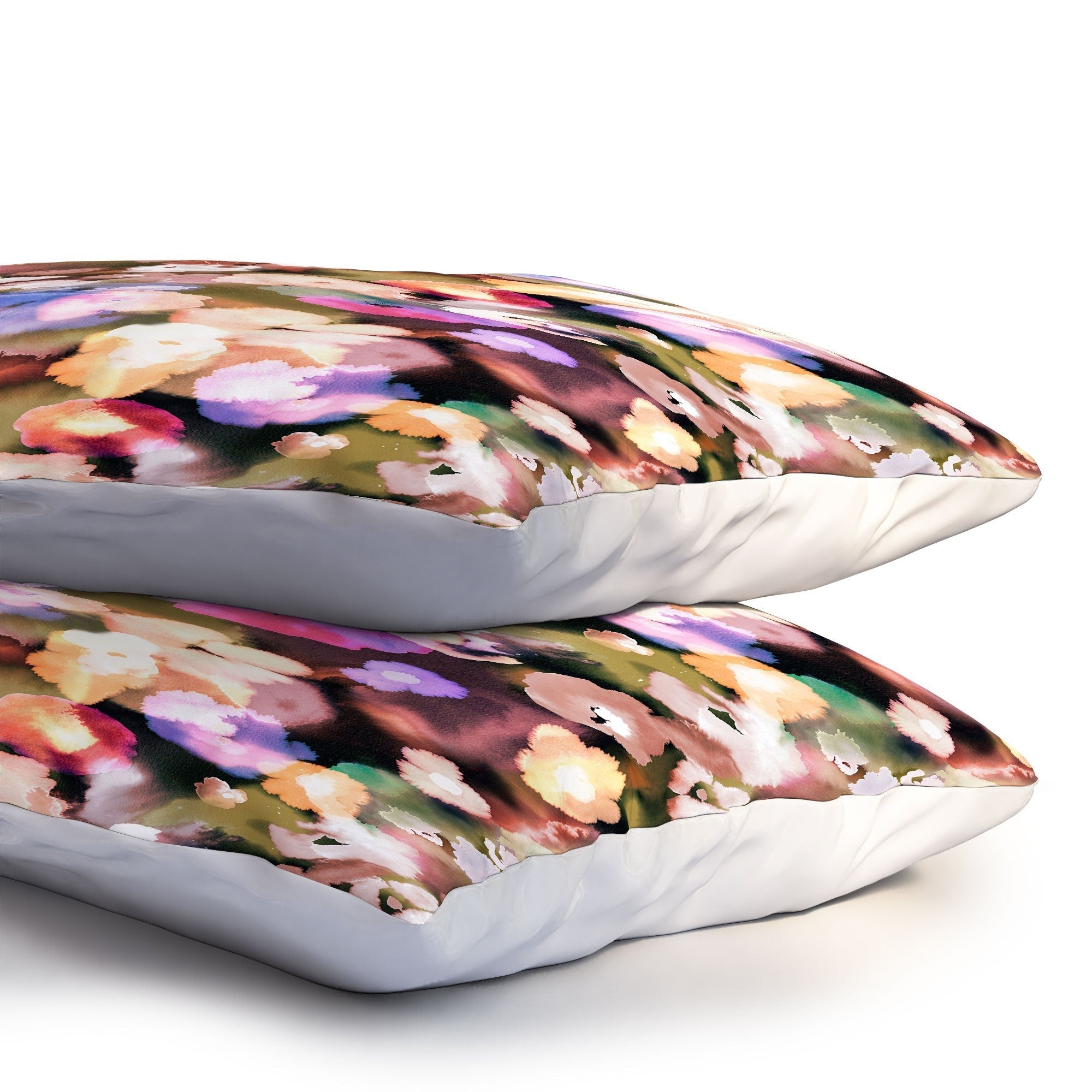 Ninola Design Botanic Retreat Ombre Abstract Watercolor Flowers Pink gold Pillow Shams