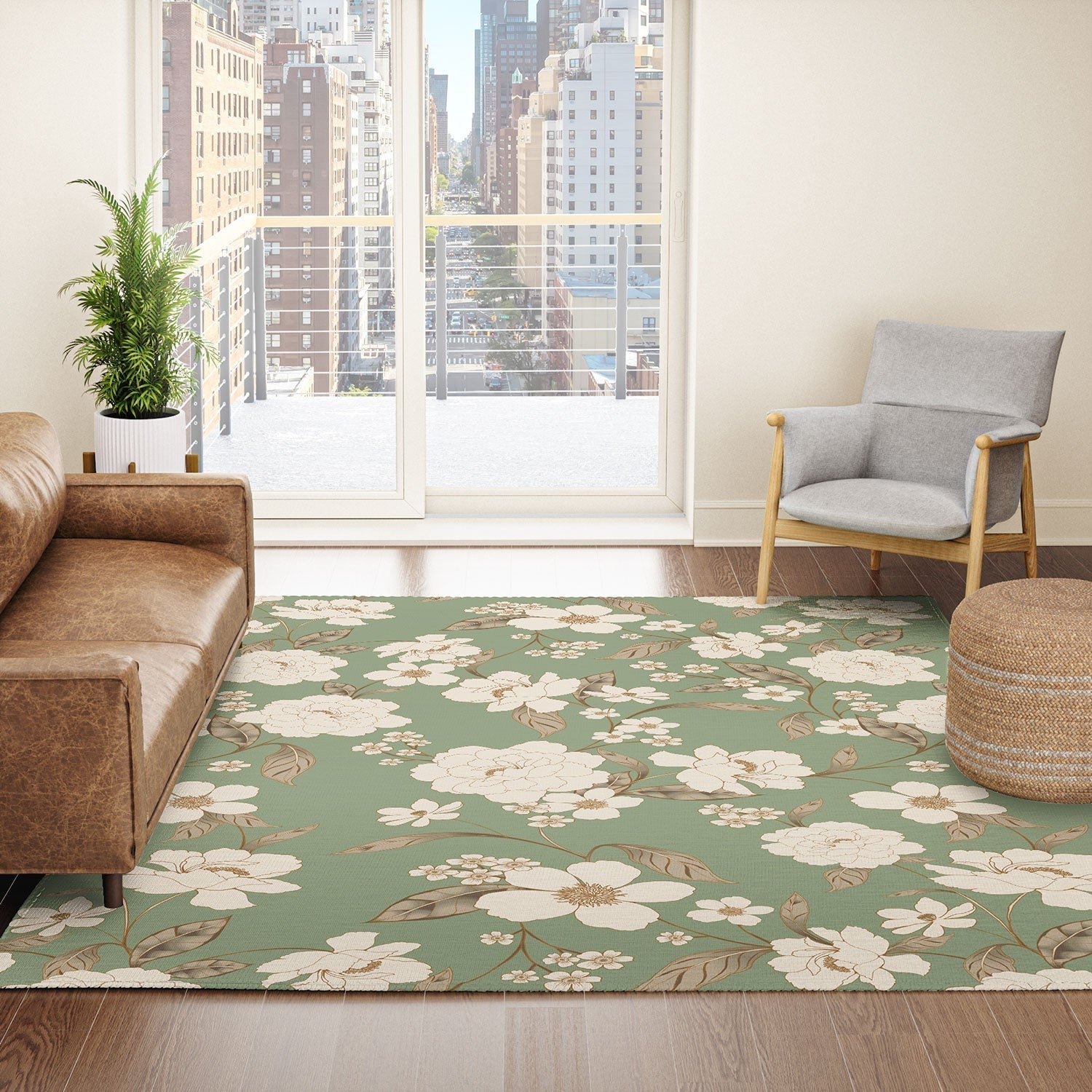 Gabriela Fuente Olive Floral Roberta Area Rug