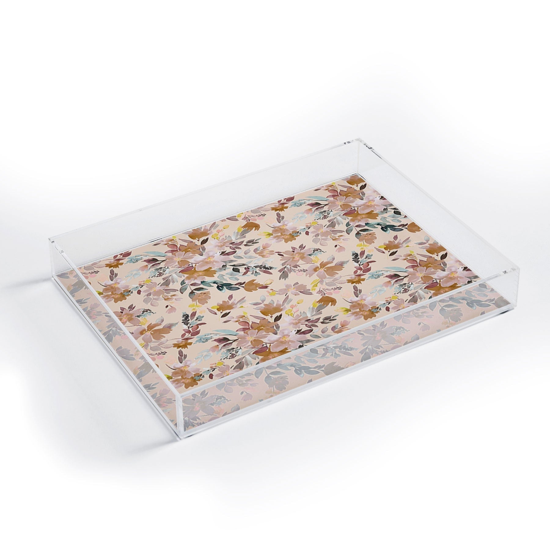 Ninola Design Botanic Retreat Floral Oleander Whimsical Soft Pink Acrylic Tray