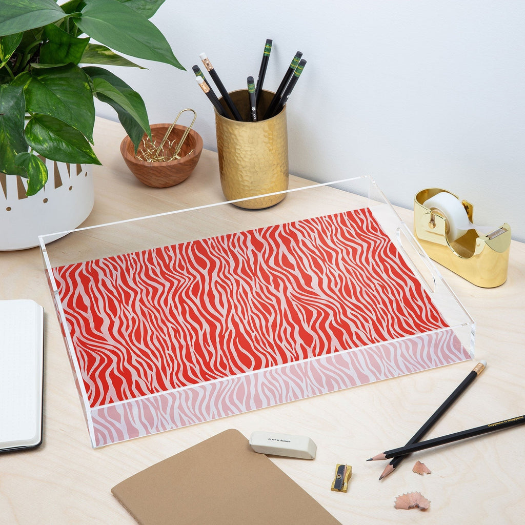 Avenie BR Red Zebra Stripe Acrylic Tray