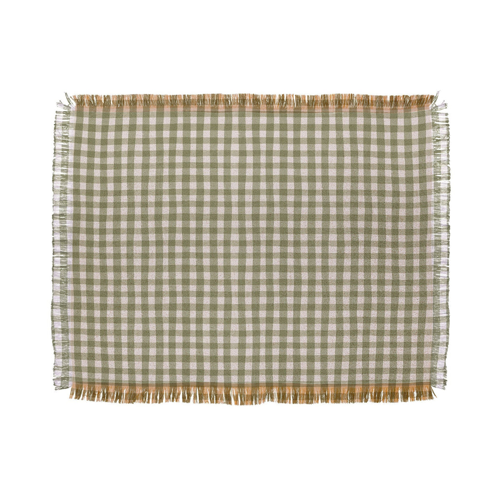 Menina Lisboa Rustic Green Plaid Throw Blanket