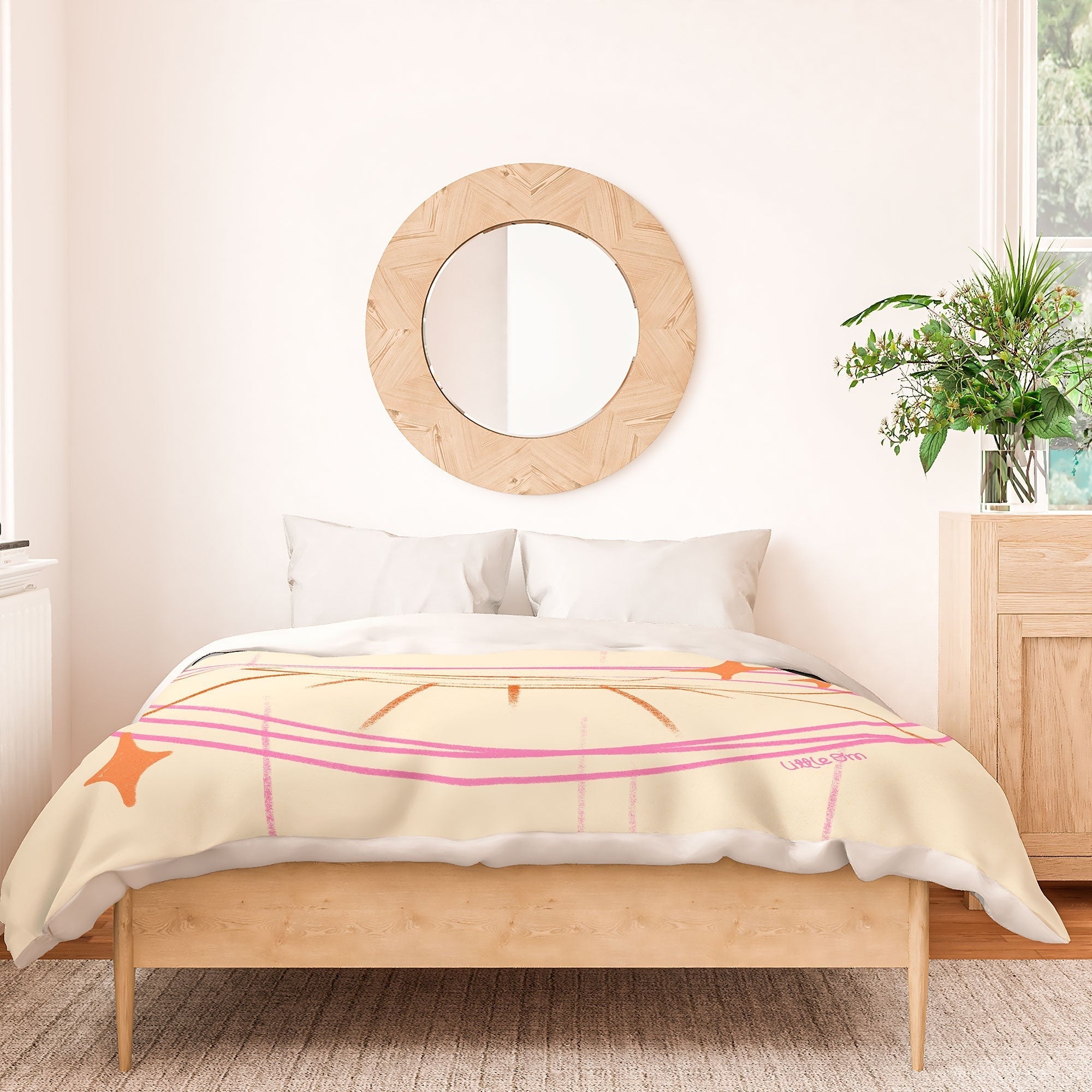 Little Om Celestial Eye cream Duvet Cover