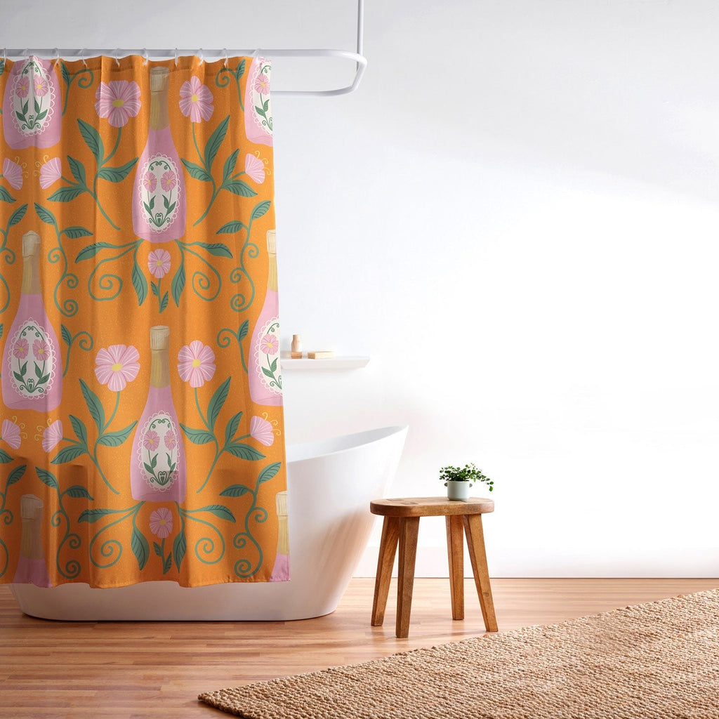 Design by Spark Rose Bubbly And Florals Shower Curtain