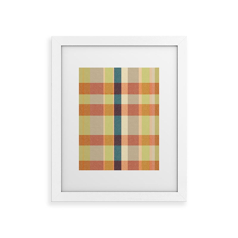 Marta Barragan Camarasa Retro Picnic Plaid Warm Tones Framed Art Print