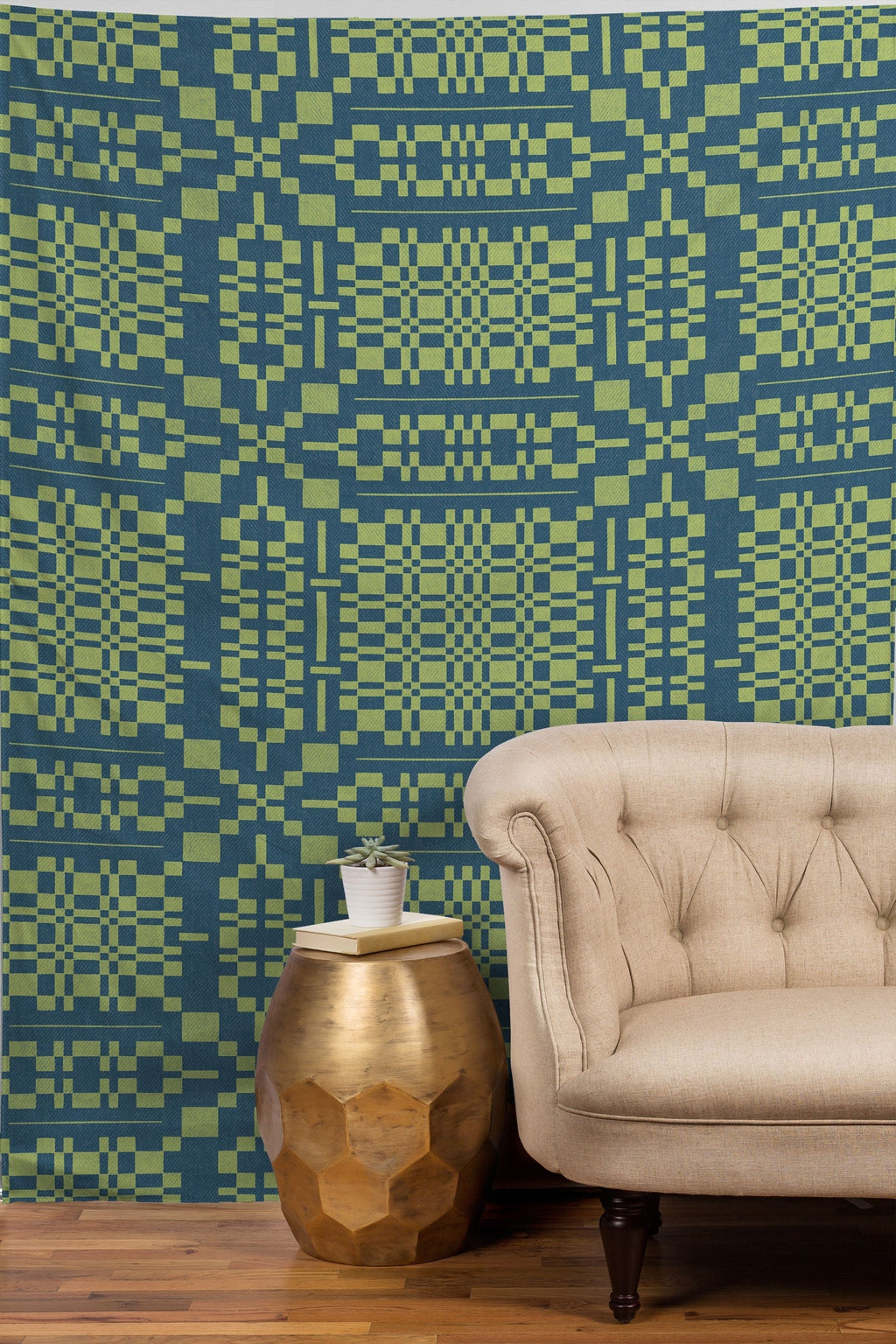 Marta Barragan Camarasa Nostalgic Grid Design Tapestry