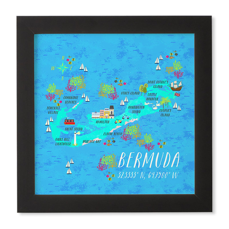 Joy Laforme Bermuda Map Framed Wall Art