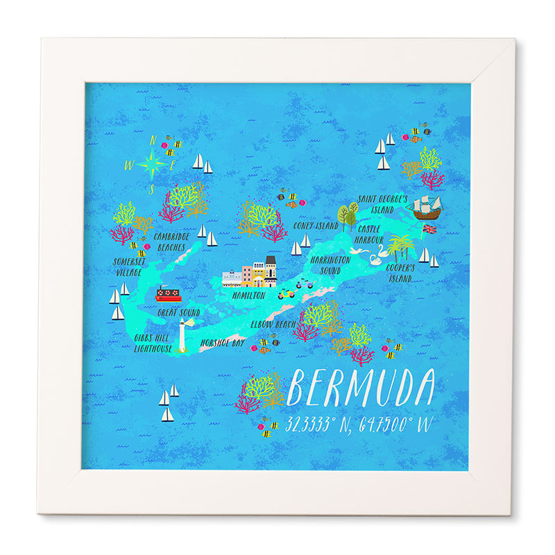 Joy Laforme Bermuda Map Framed Wall Art