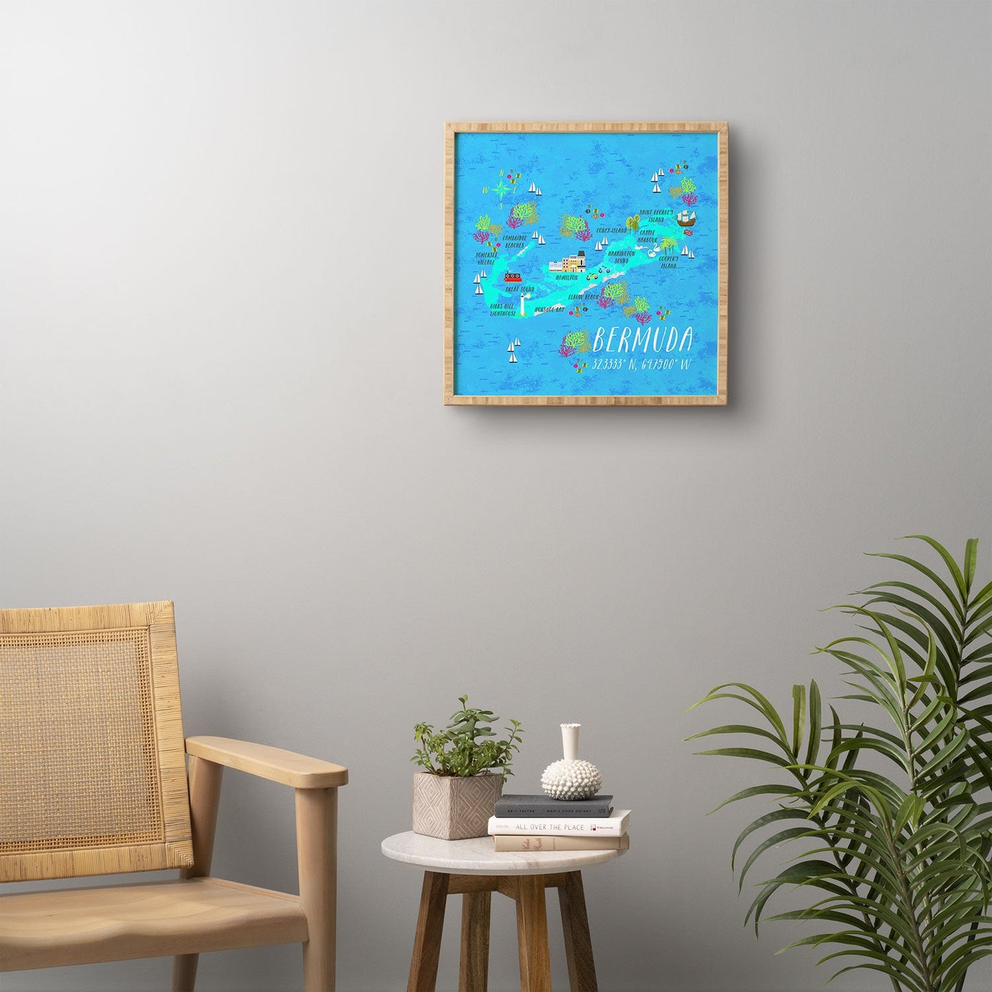 Joy Laforme Bermuda Map Framed Wall Art