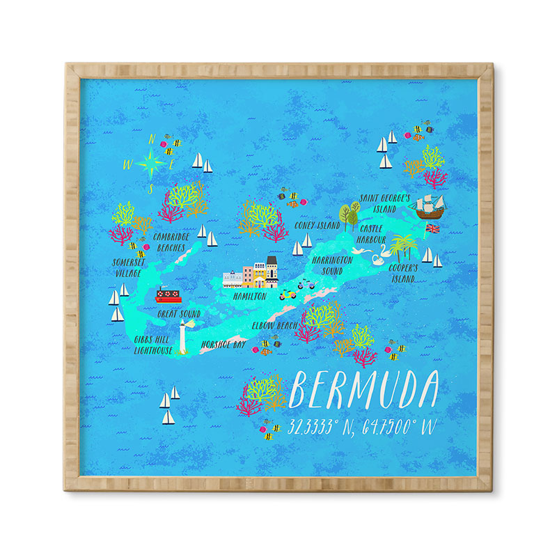 Joy Laforme Bermuda Map Framed Wall Art