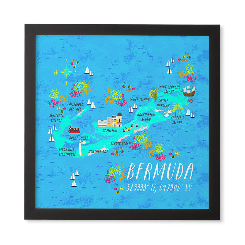 Joy Laforme Bermuda Map Framed Wall Art