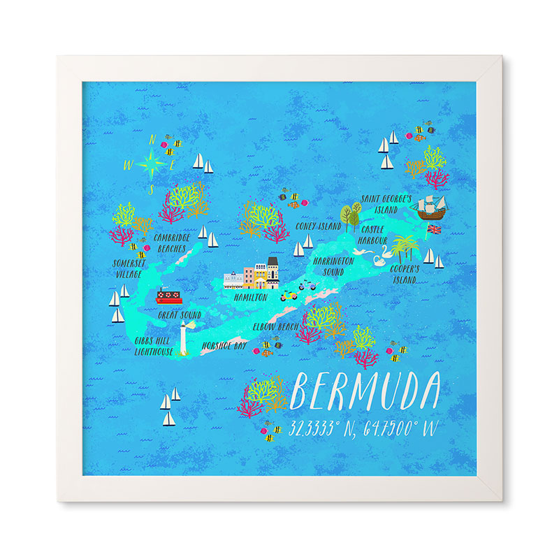 Joy Laforme Bermuda Map Framed Wall Art