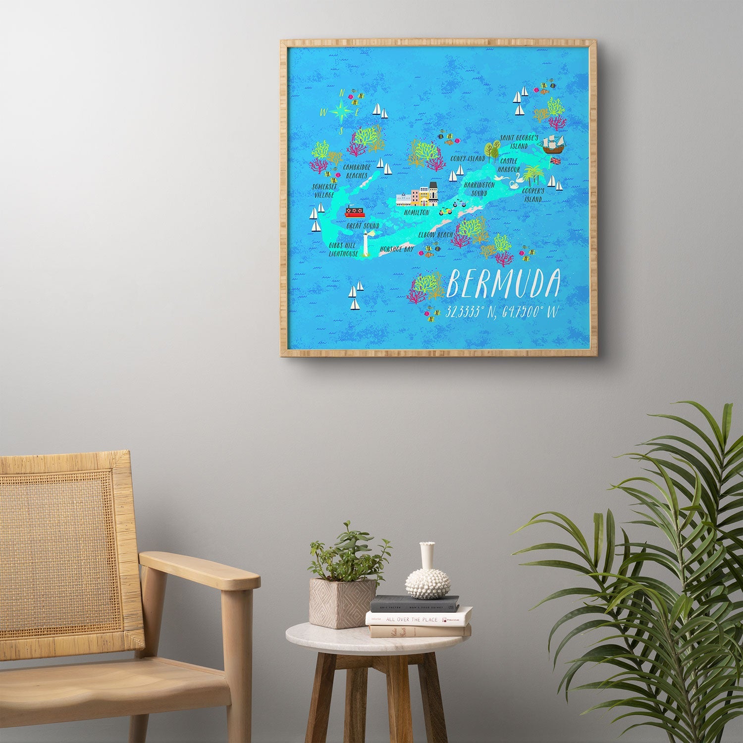Joy Laforme Bermuda Map Framed Wall Art