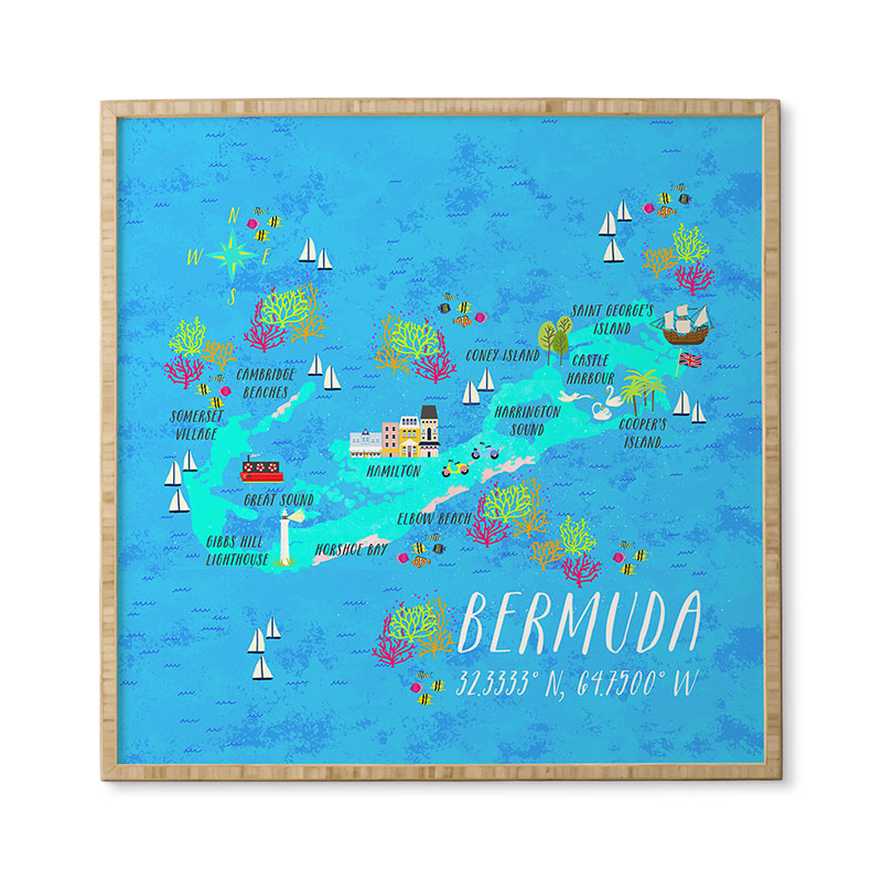 Joy Laforme Bermuda Map Framed Wall Art