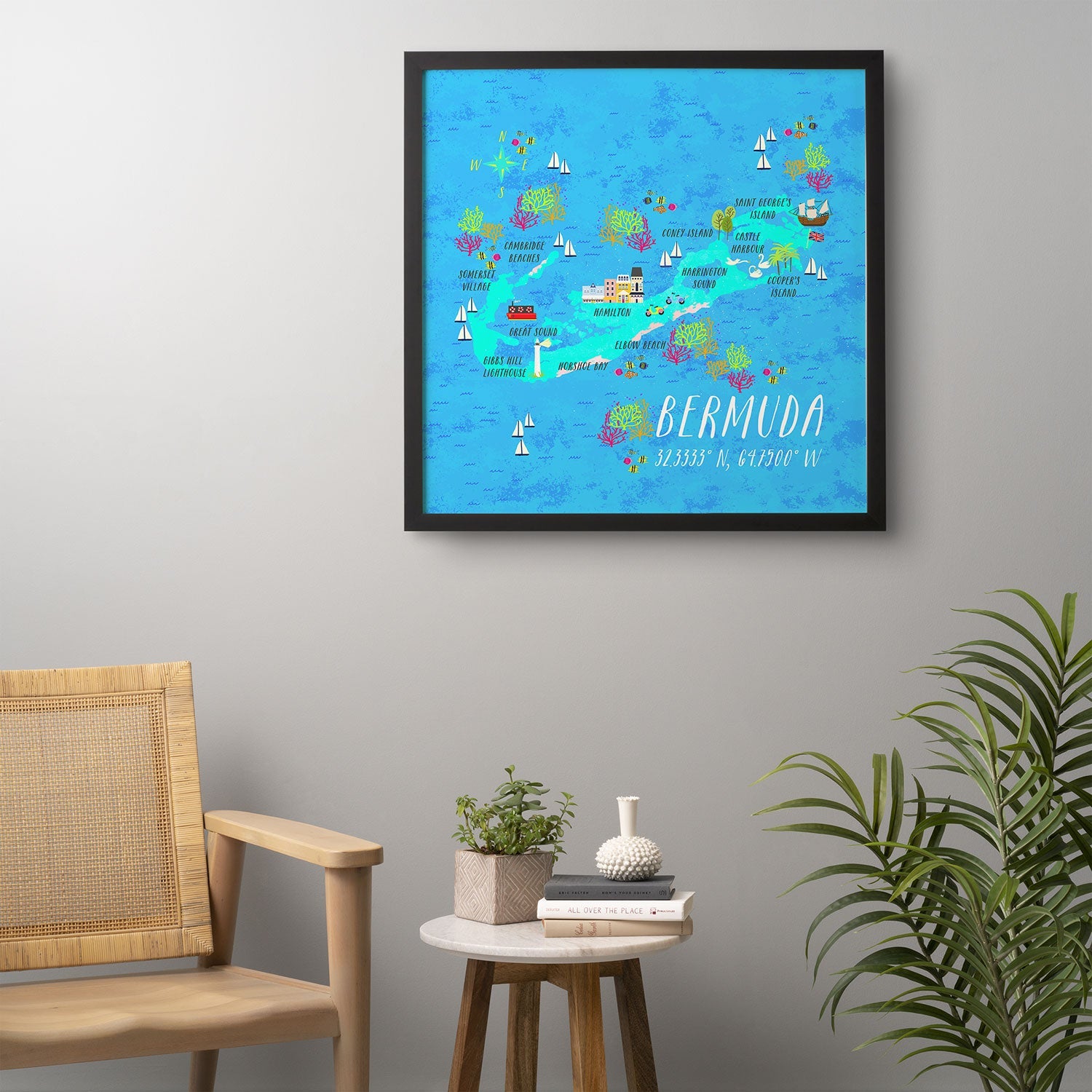Joy Laforme Bermuda Map Framed Wall Art