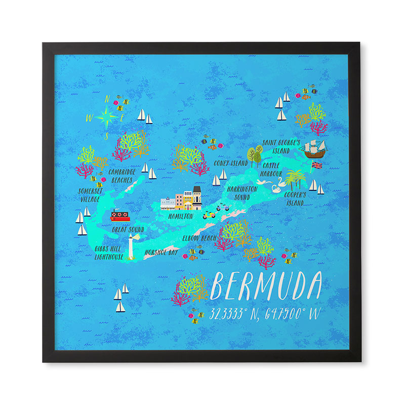 Joy Laforme Bermuda Map Framed Wall Art